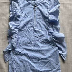 Light Blue Ruffled Sleeveless Mini Dress